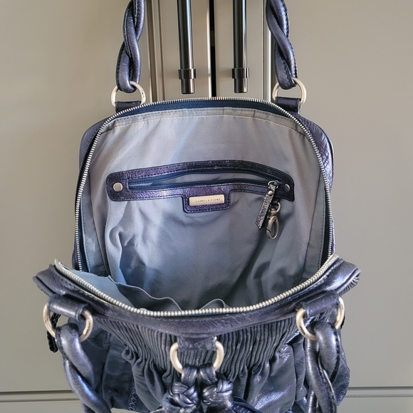 Isabella Fiore Elegant Tassel Metallic Blue Women's Bag 13X14X4 - Picture 7 of 8